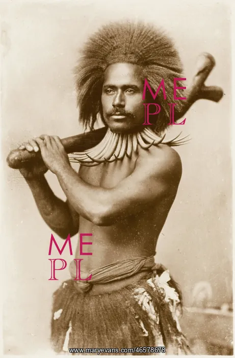 : Fijian Man with war club : Fijian Man with war club