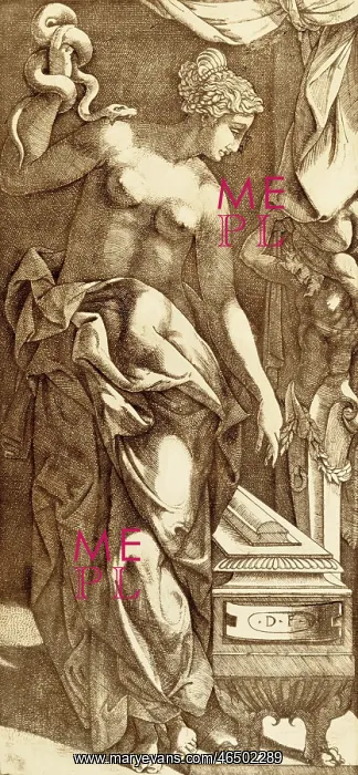 : fine arts, Mannerism, etching, The Death of Cleopatra : fine arts, Mannerism, etching, The Death of Cleopatra