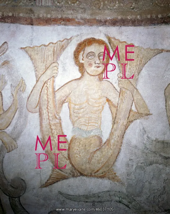  : fine arts, Middle Ages, mural painting, double-tailed