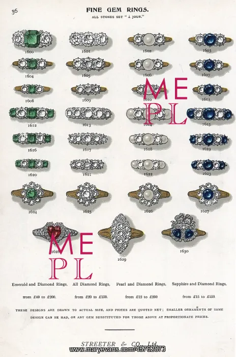  : Fine gem rings in emerald, diamond, pearl and sapphire