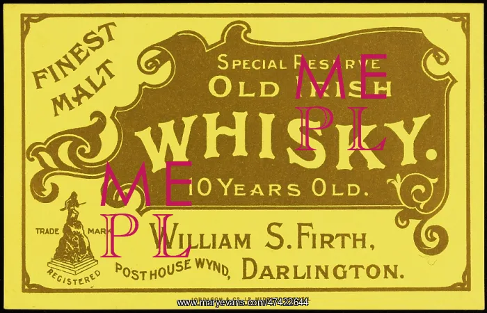 : Finest Malt Old Irish Whisky Label : Finest Malt Old Irish Whisky Label