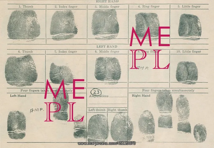 : Fingerprint record sheet.? : Fingerprint record sheet.?