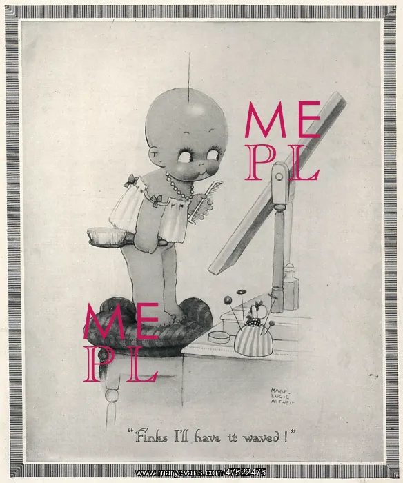 : Finks I Will Have it Waved by Mabel Lucie Attwell : Finks I Will Have it Waved by Mabel Lucie Attwell