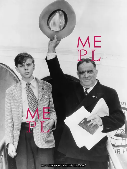 : Fiorello LaGuardia and his son, Eric (left), ? : Fiorello LaGuardia and his son, Eric (left), ?