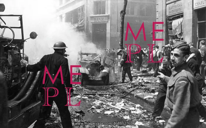 : Fire and Civil Defence services at work, Charlton, WW2 : Fire and Civil Defence services at work, Charlton, WW2