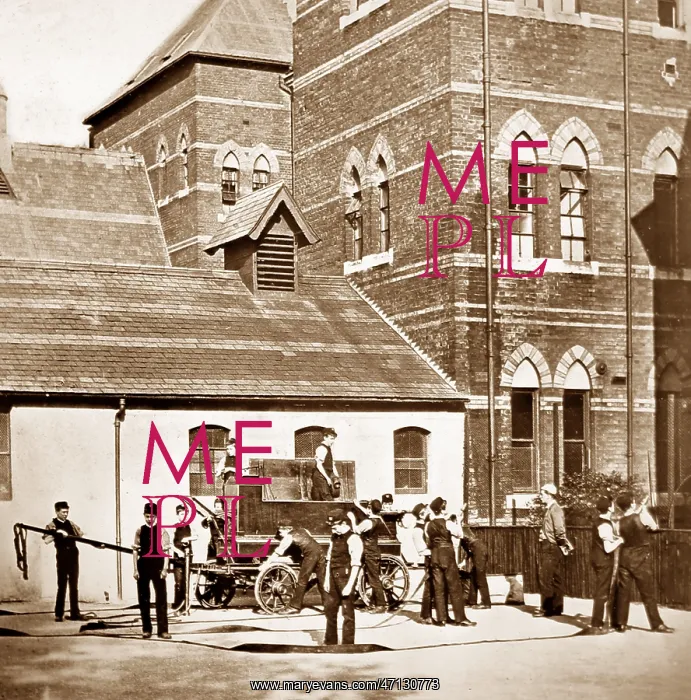 : Fire drill, Rusell Hill Schools, Purley, Victorian period : Fire drill, Rusell Hill Schools, Purley, Victorian period