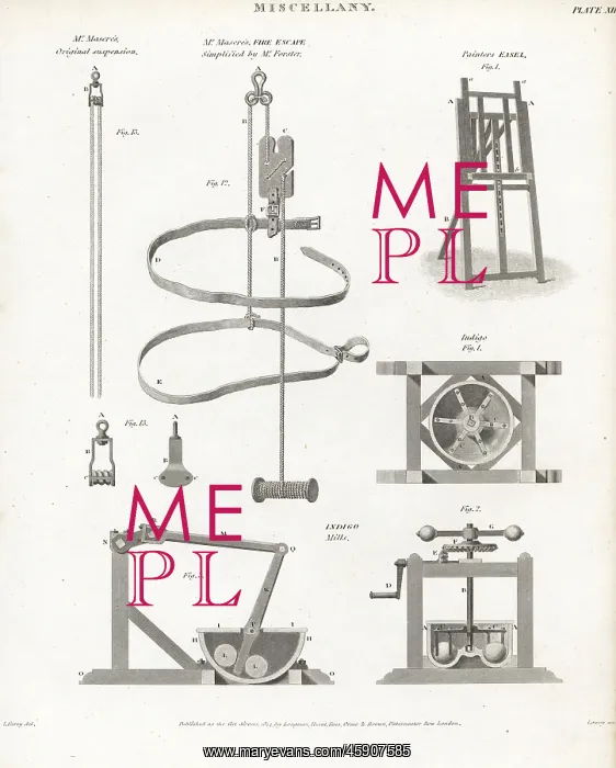 : Fire escape, painter's easel and indigo mills : Fire escape, painter's easel and indigo mills