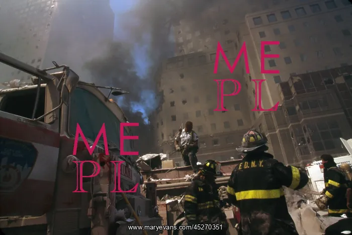 : Fire fighters amid debris following September 11th : Fire fighters amid debris following September 11th