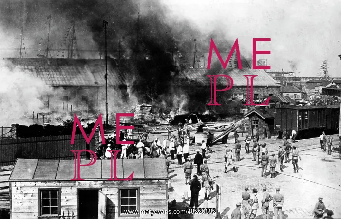 : Fire-fighting operations at the Port of Odessa, 1918 : Fire-fighting operations at the Port of Odessa, 1918