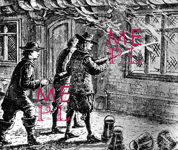 : fire, London 1666, fire brigade during fire fighting : fire, London 1666, fire brigade during fire fighting