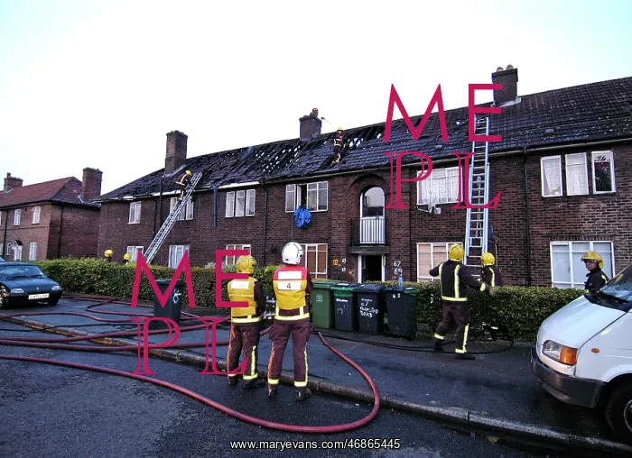 : Firefighers at the scene of a house fire, SE London : Firefighers at the scene of a house fire, SE London