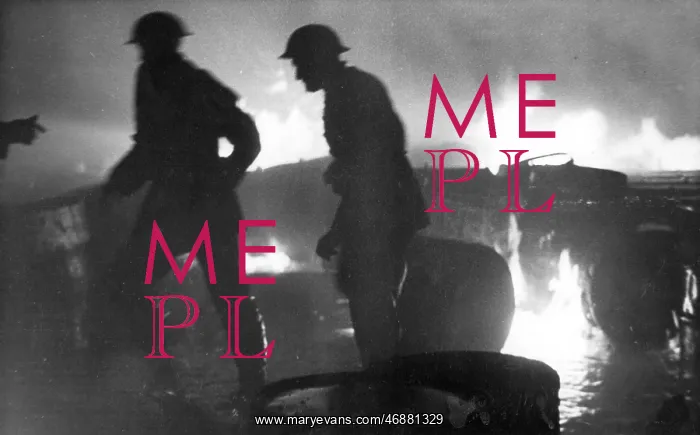 : Firefighters in action, Mitcham, Surrey, WW2 : Firefighters in action, Mitcham, Surrey, WW2