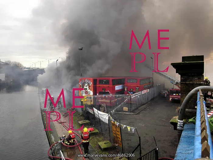 : Firefighters attend fire at bus garage : Firefighters attend fire at bus garage