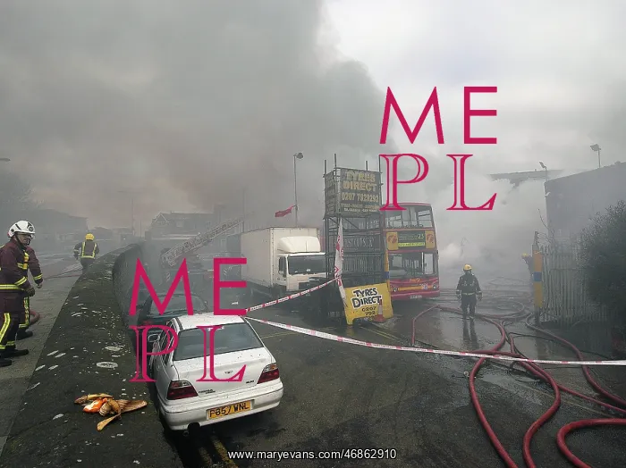 : Firefighters attend fire at bus garage : Firefighters attend fire at bus garage