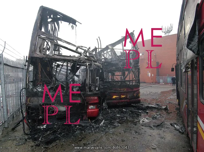 : Firefighters attend fire at bus garage : Firefighters attend fire at bus garage