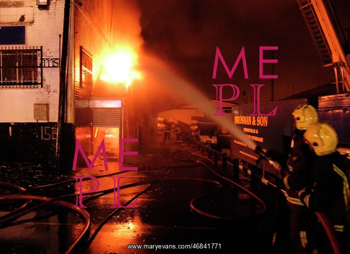: Firefighters attending fire at commercial premises : Firefighters attending fire at commercial premises