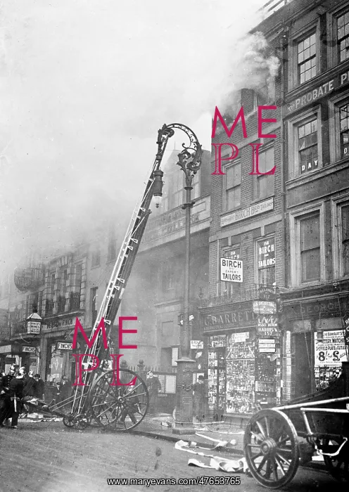: Firefighters attending a fire in the Strand in London : Firefighters attending a fire in the Strand in London