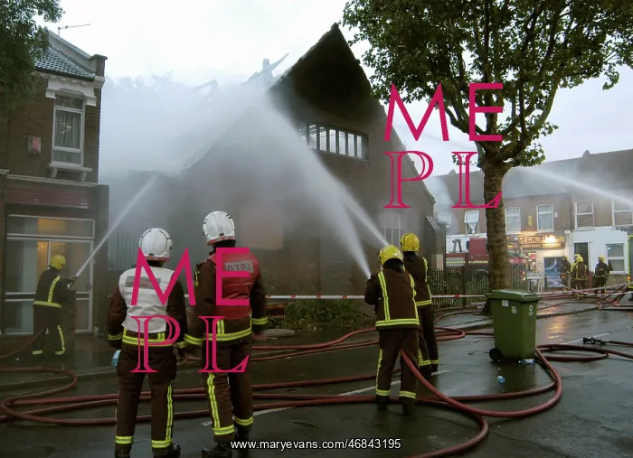 : Firefighters dealing with a fire at St Silas Vicarage, SE15 : Firefighters dealing with a fire at St Silas Vicarage, SE15