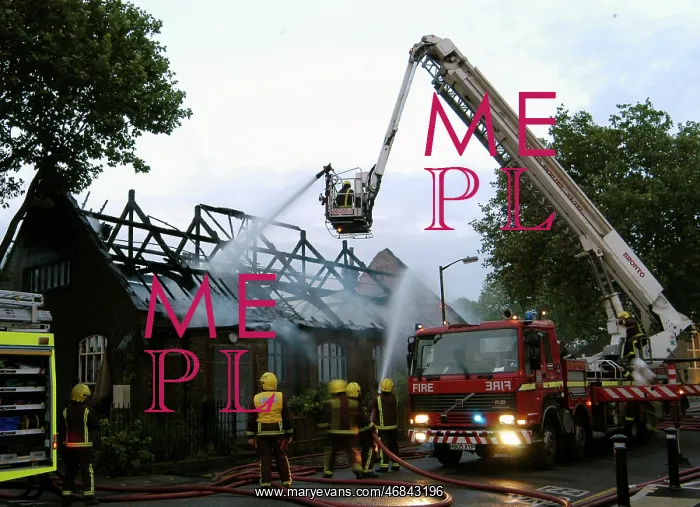 : Firefighters dealing with a fire at St Silas Vicarage, SE15 : Firefighters dealing with a fire at St Silas Vicarage, SE15