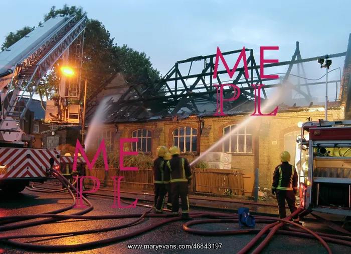 : Firefighters dealing with a fire at St Silas Vicarage, SE15 : Firefighters dealing with a fire at St Silas Vicarage, SE15