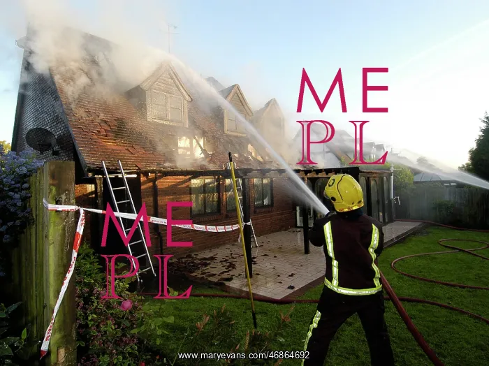 : Firefighters working at scene of domestic fire, Harrow : Firefighters working at scene of domestic fire, Harrow
