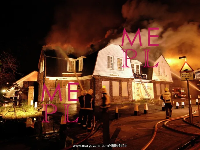 : Firefighters working at scene of pub fire, SE London : Firefighters working at scene of pub fire, SE London