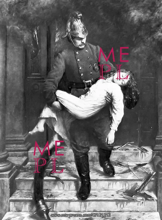  : Fireman rescuing a child Victorian period