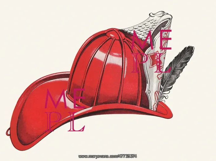 : Fireman's Helmet with Feather : Fireman's Helmet with Feather