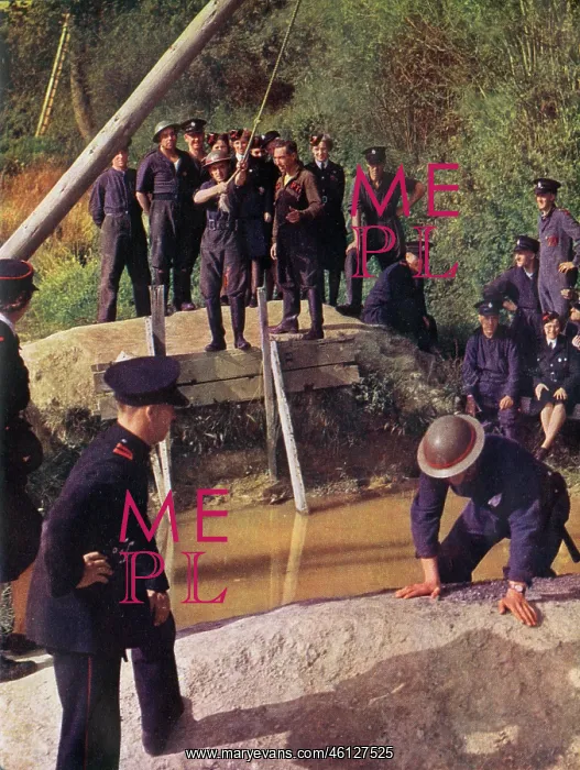 : Firemen in training at a Water Jump : Firemen in training at a Water Jump
