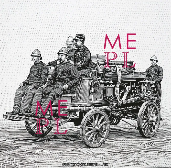 : Firemen on their way to a fire on a petrol driven : Firemen on their way to a fire on a petrol driven
