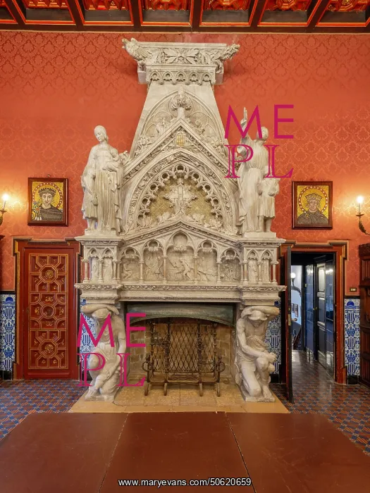 : Fireplace, Golden Hall, Maricel Museum, Sitges, Catalonia : Fireplace, Golden Hall, Maricel Museum, Sitges, Catalonia