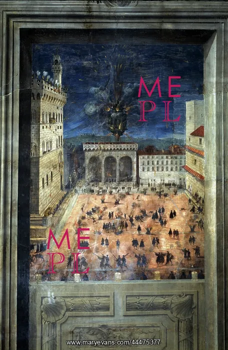 : The fires in the Piazza della Signoria : The fires in the Piazza della Signoria