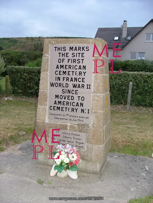 : First American Cemetery Marker Omaha Beach : First American Cemetery Marker Omaha Beach