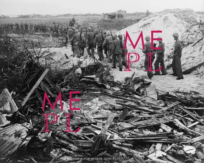 : After the first assault cleared Japanese soldiers : After the first assault cleared Japanese soldiers