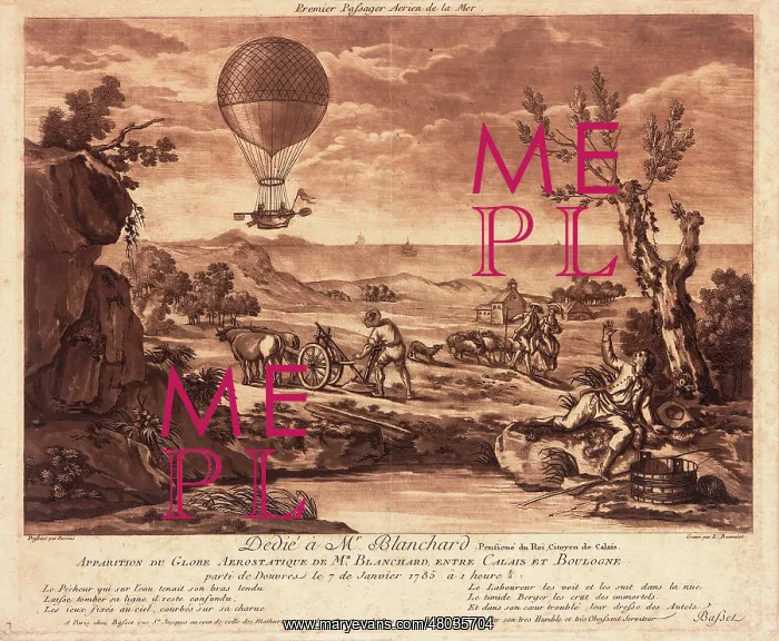 : First balloon flight over the English Channel : First balloon flight over the English Channel