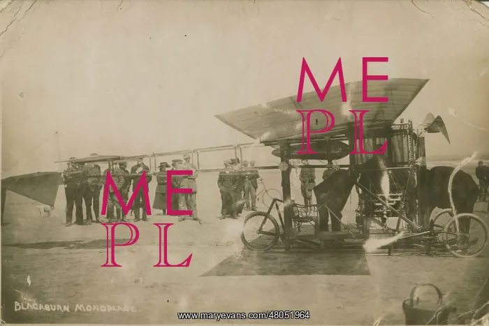 : The First Blackburn Monoplane on the sands at Marske : The First Blackburn Monoplane on the sands at Marske