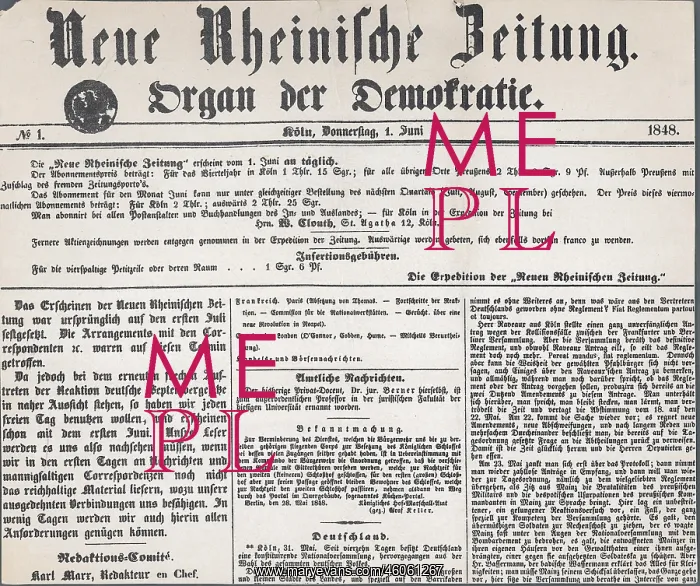 : The First Edition of Neue Rheinische Zeitung : The First Edition of Neue Rheinische Zeitung