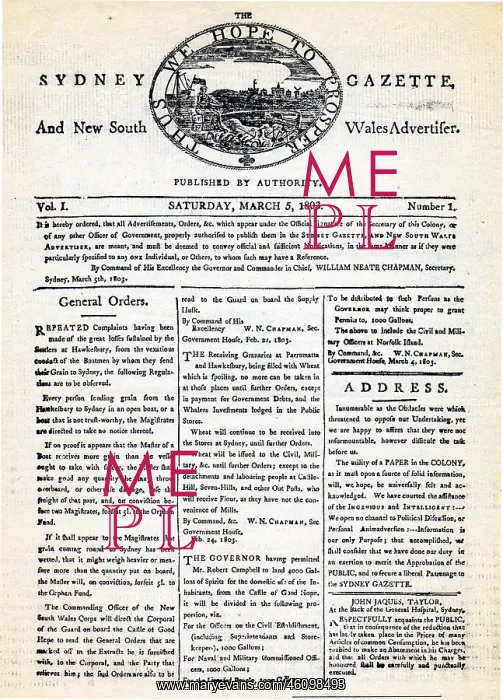 : First edition of the Sydney Gazette : First edition of the Sydney Gazette