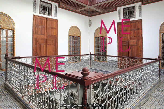 : First floor courtyard, riad, Tetouan, Morocco : First floor courtyard, riad, Tetouan, Morocco