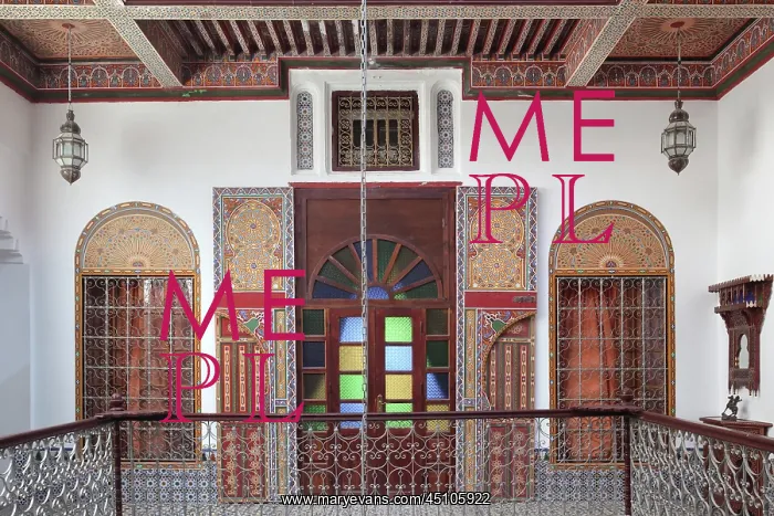 : First floor courtyard, riad, Tetouan, Morocco : First floor courtyard, riad, Tetouan, Morocco