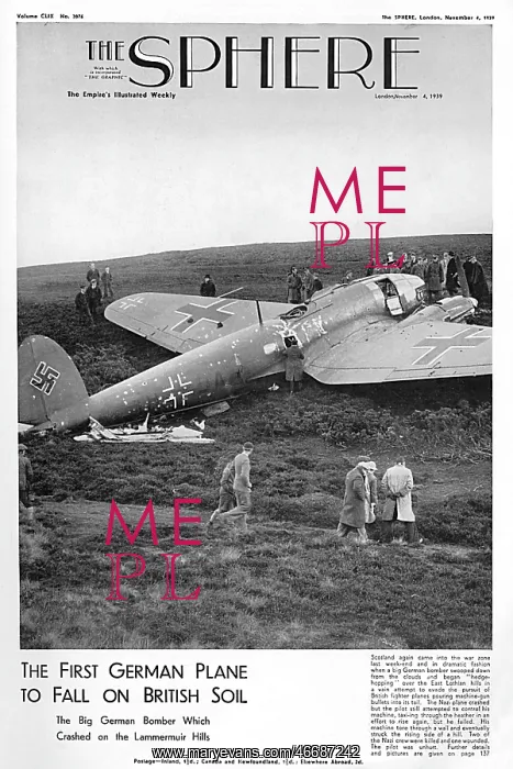 : First German plane to fall on British soil, 1939 : First German plane to fall on British soil, 1939