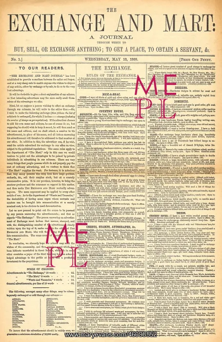 : First issue of Exchange and Mart : First issue of Exchange and Mart