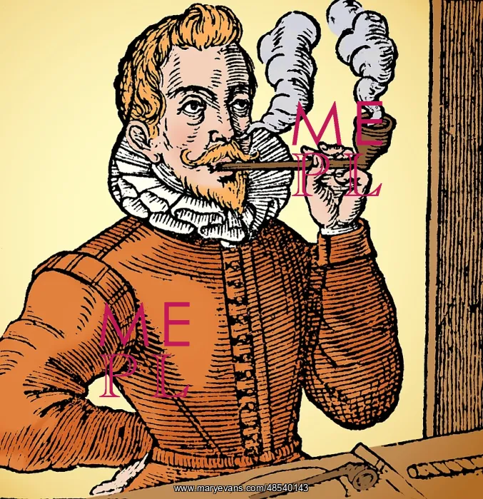 : First Known Image of Man Smoking, 1595 : First Known Image of Man Smoking, 1595