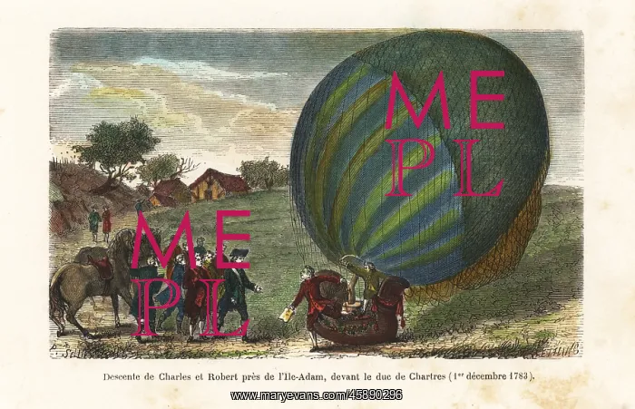 : First manned hydrogen balloon flight : First manned hydrogen balloon flight