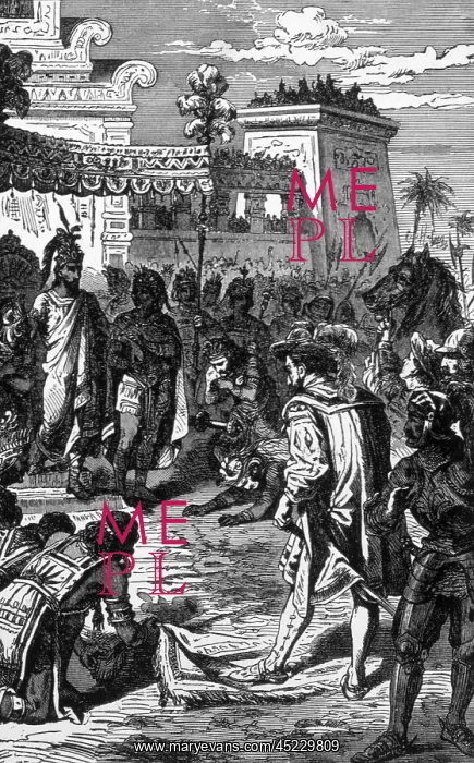 : First meeting between Aztec chief Montezuma ? : First meeting between Aztec chief Montezuma ?