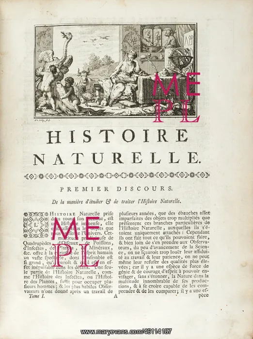 : First page of first discourse: l'Histoire Naturelle : First page of first discourse: l'Histoire Naturelle