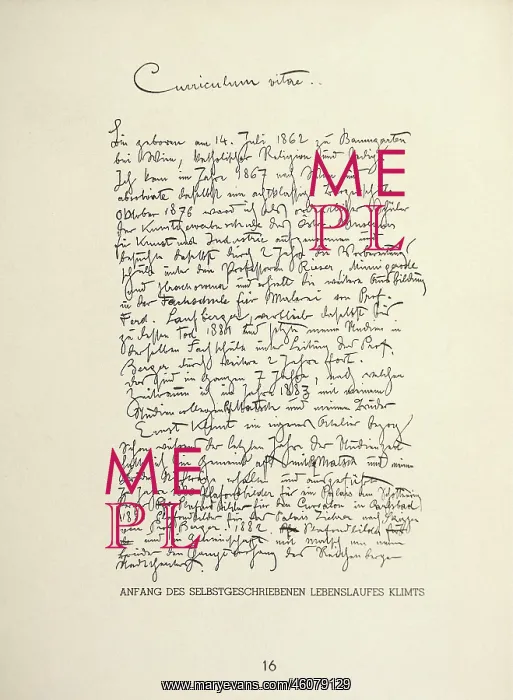 : First page of Gustav Klimts autograph draft : First page of Gustav Klimts autograph draft
