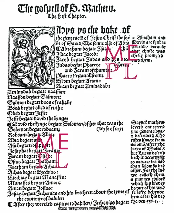 : The first page of St Matthew's Gospel : The first page of St Matthew's Gospel
