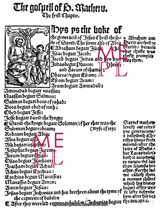 : First page of St Matthew's Gospel from William : First page of St Matthew's Gospel from William