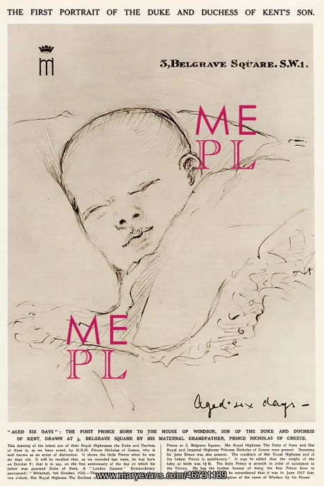 : First portrait of baby Duke of Kent : First portrait of baby Duke of Kent